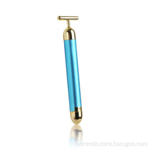 Portable Face Massager for Face Lifting/Slimming, Vibration and Gold-plated Head, Waterproof